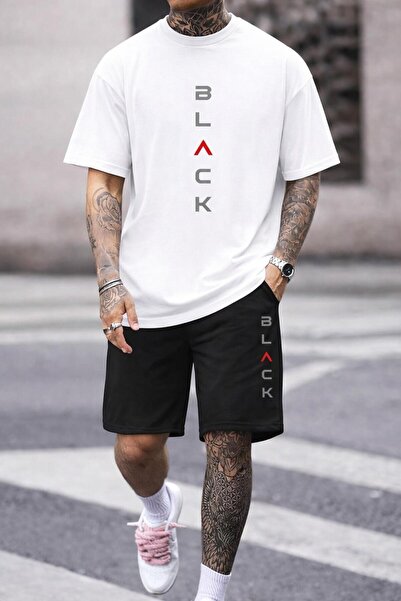 zeag Men's Black Printed Shorts T-Shirt Set