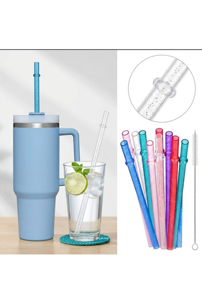 Stanley Quencher 1.18 and 0.88 Compatible 4-Pack of Glittery Tritan Straws Bp...