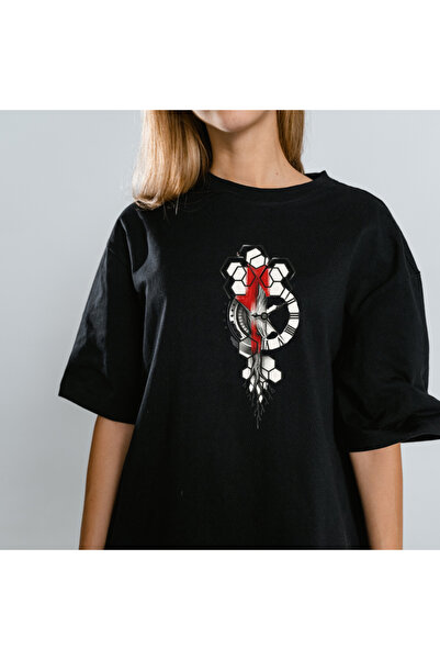 TİMİSİVA Tricou unisex supradimensionat ARTISTIC cu imprimeu guler rotund cu ...