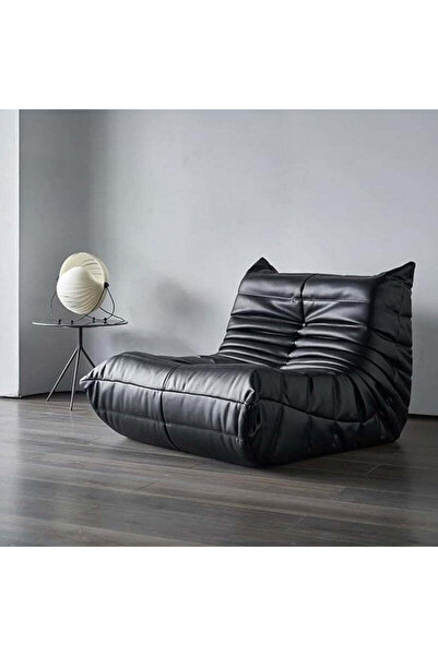 Generic Black Leather Sherpa Single Sofa Chair