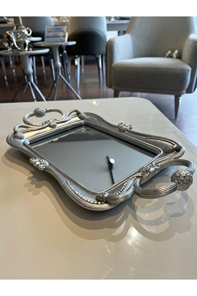 CREARTHOME Tavă cu oglindă Feryal argintie 40x23CM