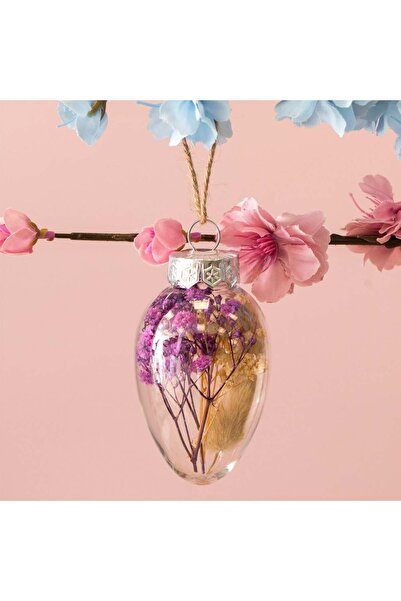 OEM Ou Decorativ de Paste Suspendabil Transparent cu Flori Artificiale Ø5x9cm