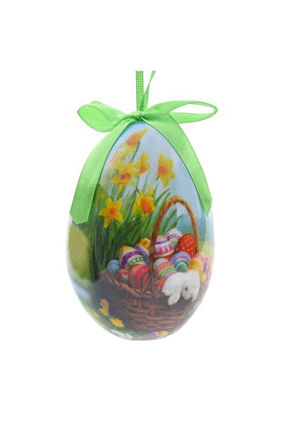 OEM Ou Decorativ de Paste cu Imagine Cosulet cu Iepure 10cm