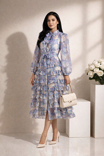 Abad فستان تركي مورد باللون الأزرق