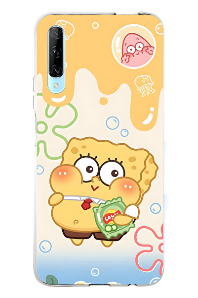 FLAMENKO حافظة هاتف سبونج بوب منقوش شفافة متوافقة مع هاتف هواوي بي سمارت برو