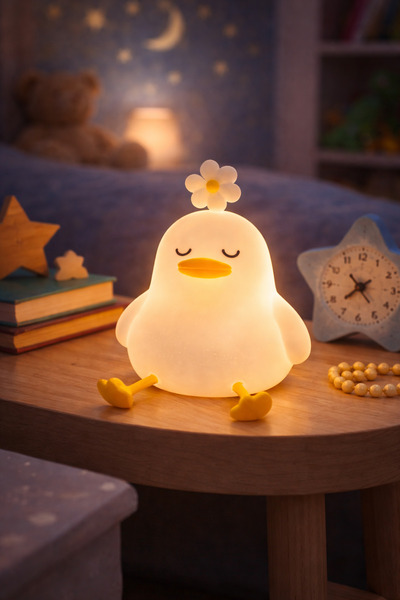 LİNALP Silikon Ördek Gece Lambası Şarjlı Dokunmatik LED Çocuk ve Bebek Odası ...