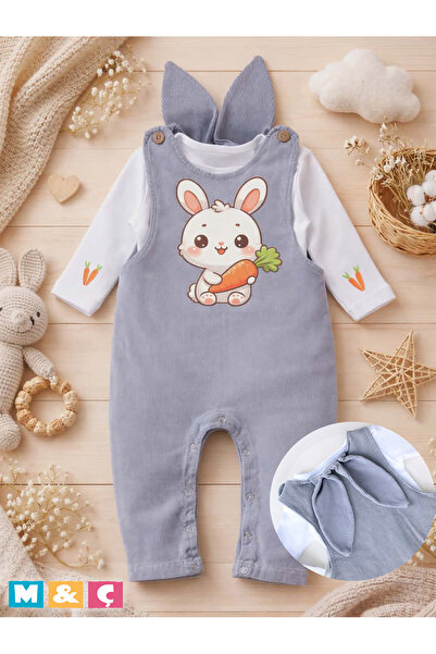 MÇ FAMİLY STORe TAVŞAN KULAKLI BEBEK KOT SALOPET 2Lİ TAKIM BUNNY DENİM OVERAL...