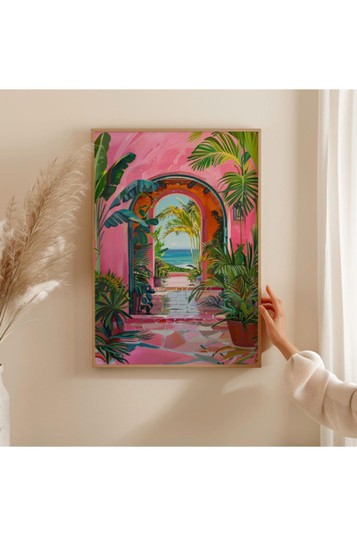 Tuba Decor Jednodijelna slika vrata kuće na plaži sa drvenim okvirom