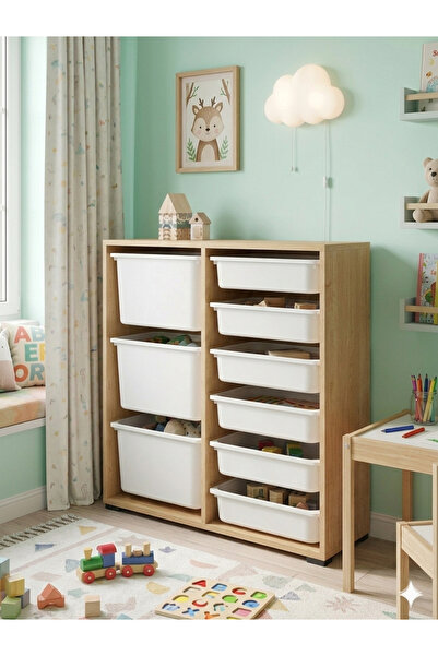 decosense 9 Çekmeceli Çok Amaçlı Oyuncak Dolabı ve Saklama Ünitesi – Çocuk Od...