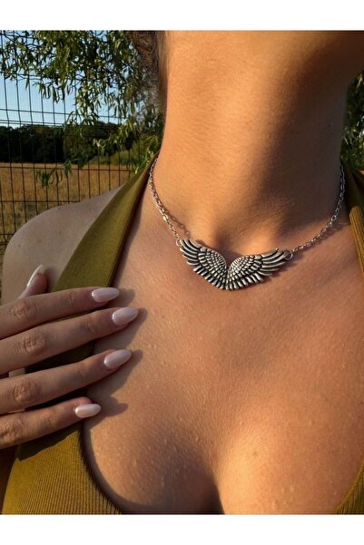 Vintage Takıhane Vintage Otantik Melek Kanadı Choker Tasma Kolye