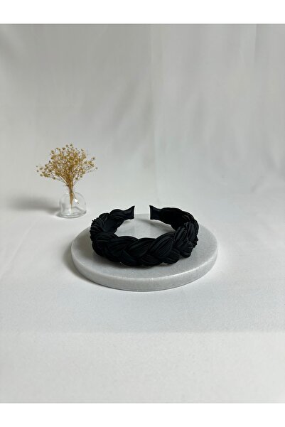 MegssStore ربطة شعر سوداء مضفرة ومطوية على شكل تاج