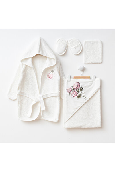LennaBaby Hooded Baby Bathrobe Set 100% Cotton Newborn Bath Towel Set Embroid...