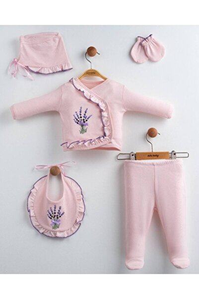 LennaBaby Newborn Baby Girl Hospital Release Set of 5, Lavender Embroidered B...