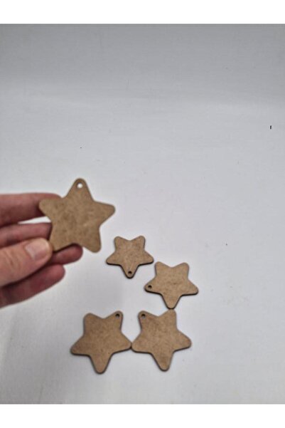 Mu Art Ahşap 5 cm ebadında 5 adet yıldız 3mm MDF seti boyanabilir