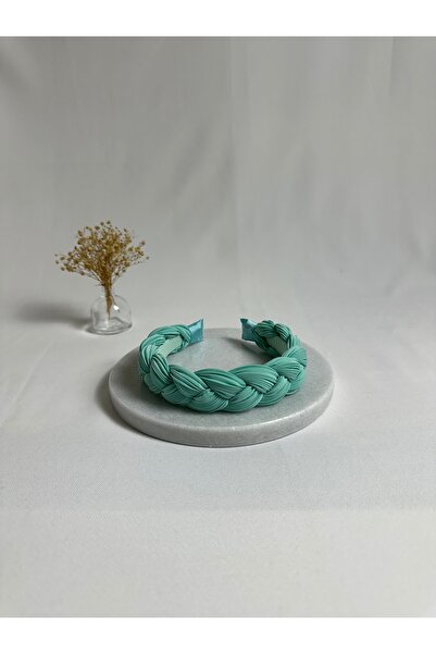 MegssStore ربطة شعر مطوية ومضفرة باللون الأخضر المائي