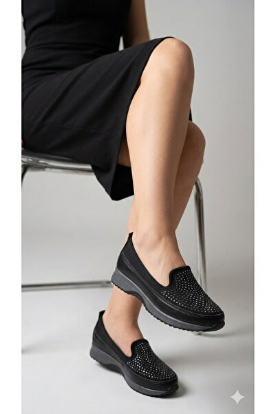 uway Γυναικεία Μαύρη Πέτρα Με σχέδιο Ορθοπεδικό Άνετη Σόλα μοκασίνια Καθημερι...