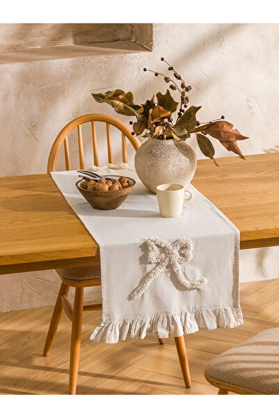 LC Waikiki Beige Bow Embroidered Table Runner 45X150 cm