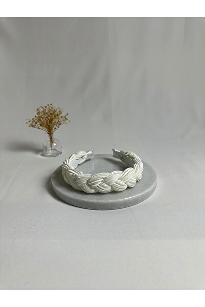 MegssStore White Braided Pleated Crown Hairband