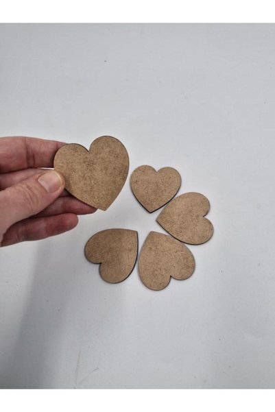Mu Art Ahşap 5 cm ebadında 5 adet kalp 3mm MDF seti boyanabilir