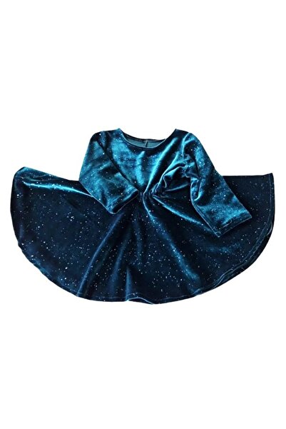 Mcf Rochie fete, MCF, Velvet Princess, din Catifea cu Maneca Lunga, verde