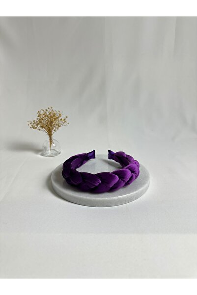 MegssStore ربطة شعر أرجوانية مضفرة بـ مخمل تاج