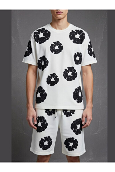 BBbutik Çiçek Baskılı T-shirt Çiçekli Tişört Ve Şortlu Takım