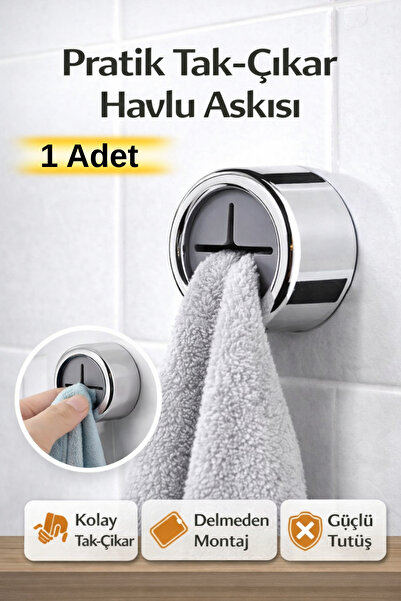 Hane Dostu Pratik Tak-Çıkar Havlu Askısı Kendinden Yapışkanlı Delmeden Montaj...