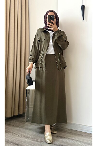 MERİÇ BOUTİQUE Tencel Fabric Skirt Suit with Zipper, Adjustable Waist, Comfor...