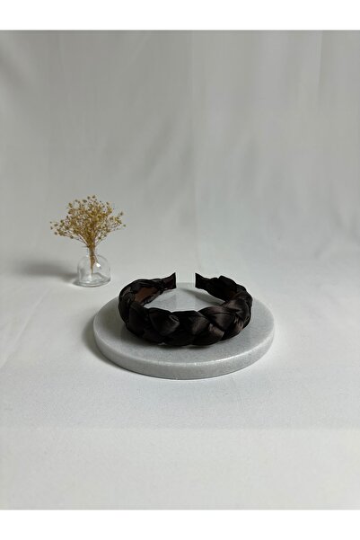 MegssStore ربطة شعر من الساتان المضفر باللون البني