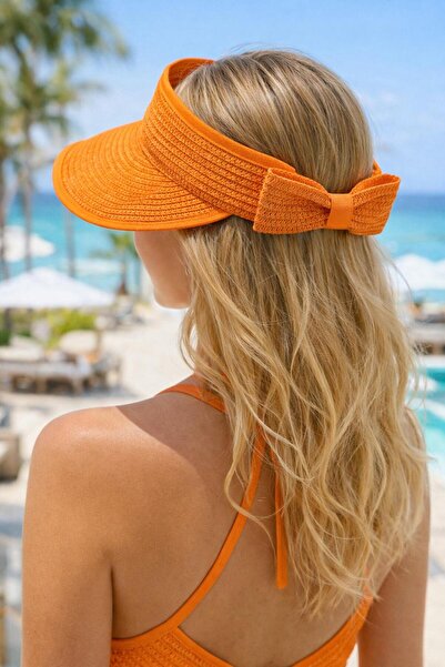 MARBERRY Γυναικείο ψάθινο καπέλο με ρυθμιζόμενο γείσο και λεπτομέρεια από ανο...