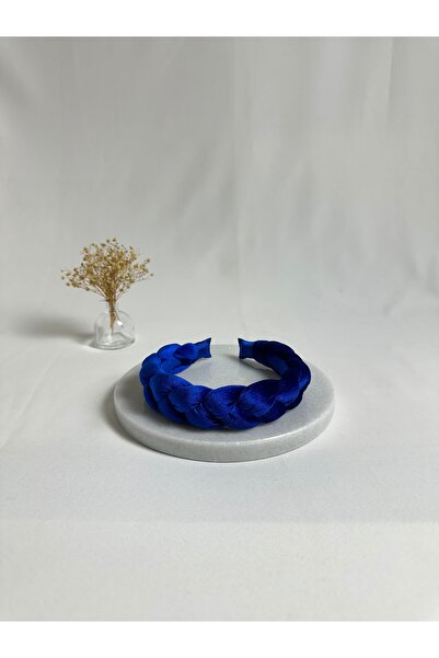 MegssStore أزرق بلون الكوبالت عصابة رأس زرقاء مضفرة بـ مخمل تاج