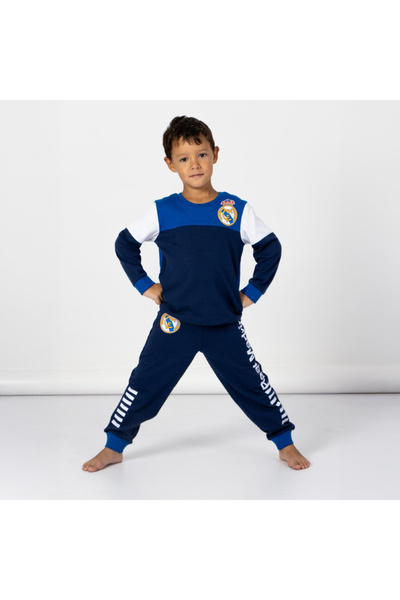 Real Madrid Pijamale din bumbac , 2 piese, mânecă lungă 116 CM 6 ani Bleumarin