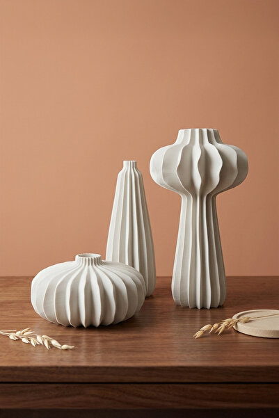 Obaco Amorf Vazo Seti Plastik 23cm-19cm-8cm, Modern İskandinav Şık Vazo 3lü