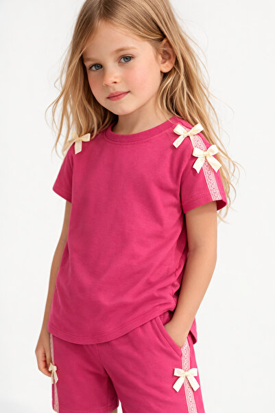 Beka Kids Set din două piese pentru fete, cu mânecă scurtă, dantelă și pantal...