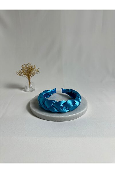 MegssStore ربطة شعر من الساتان الأزرق المضفر