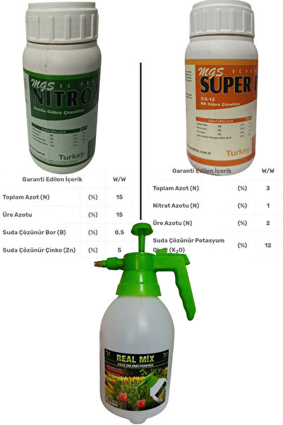 Mgs Meyve Sebze Çim Tüm Bitkiler 250ML Karışabilir Sıvı Gübre 2 Adet/2LT Gübr...