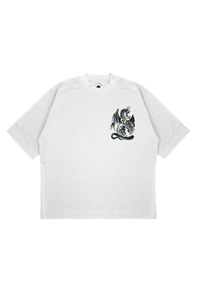 PURE EFFECT Unisex Oversize kroj ALL SAINT DRAGON Štampano Kutijasti kroj, de...