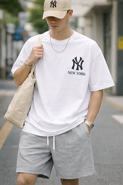 ArtYus Tricou New York NY Logo cu imprimeu Unisex supradimensionat – Pachet d...