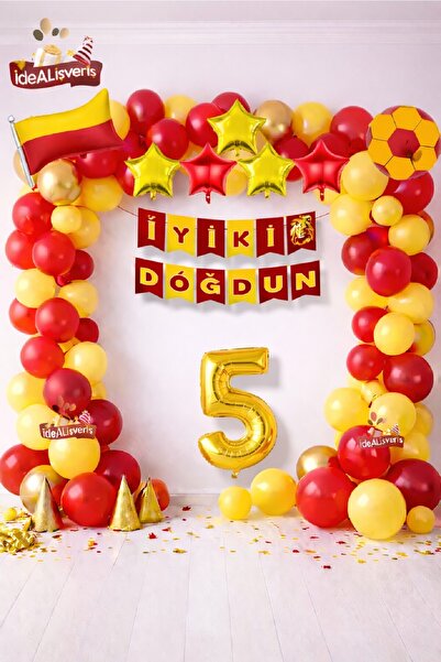 BKMC PARTY Set de ornamente pentru baloane cu stea cu steag roșu galben, pent...