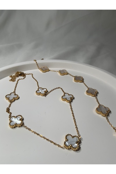 ANGELSS JEWELLERY طقم قلادة وسوار من الصلب موديل يونكا من فان كليف