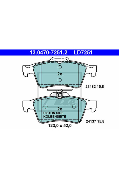 Ate Σετ τακάκια φρένων, δισκόφρενο 13.0470-7251.2