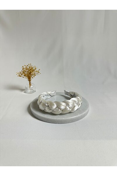 MegssStore White Braided Satin Crown Headband