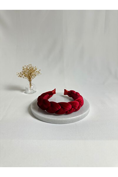 MegssStore ربطة شعر حمراء مضفرة بتصميم مخمل تاج