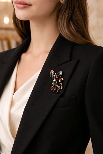 mosmoda Siyah Kedi Broş