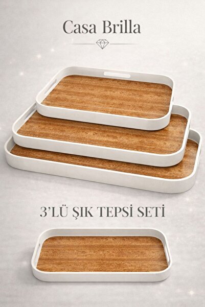 Casa Brilla 3-Piece Tray Set - Tea Trays - Presentation Trays - Treat Trays