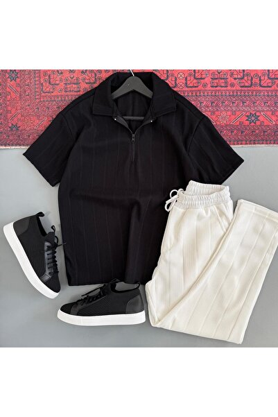 WENMİNG Men's Ottoman Fabric Summer Top and Bottom Set