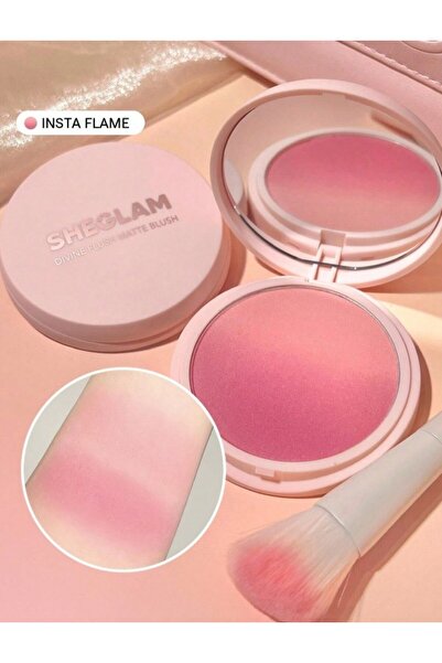 SHEGLAM Divine Flush Mat Pudra Allık - Insta-Flame (Yüksek Pigmentli & Uzun S...