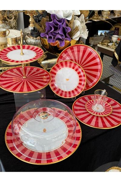 LOKMAN ZÜCCACİYE SHOWROOM 6 KİŞİLİK 34 PARÇA CAM ÇAY PASTA KAHVALTI TAKIMI SE...