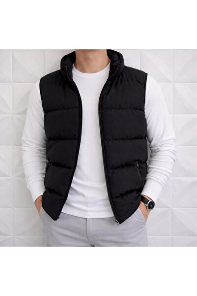WENMİNG Men's standard fit Mock Neck zippered padded vest with pockets - warm...