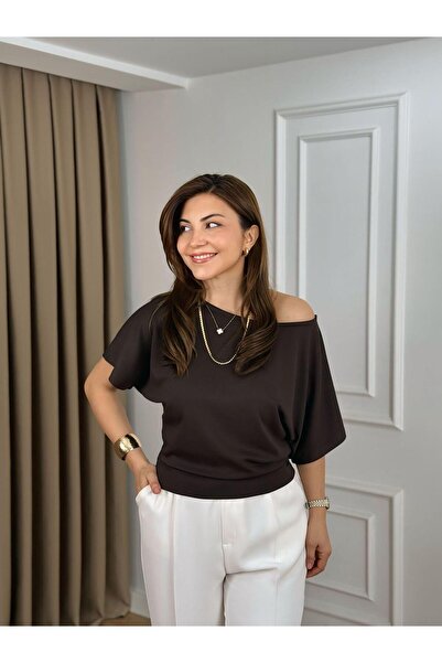 LUNES Kayik Yaka Modal Fabric Bat Sleeve Blouse